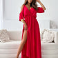 Off-shoulder Sexy Deep V-neck Slit Maxi Dress