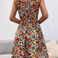 Shoulder Straps Printed Elastic Waist Suspender Mini Dress For Women