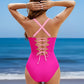Deep V Neck One Piece Swimsuit