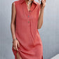 Front Buttons Sleeveless Dress