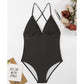 Solid Color V-neck Swimsuit