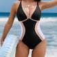 Deep V Neck One Piece Swimsuit