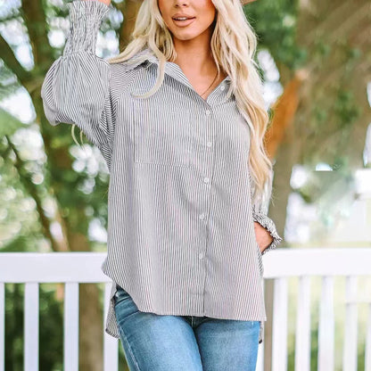 Striped Long Sleeved Loose Casual Top