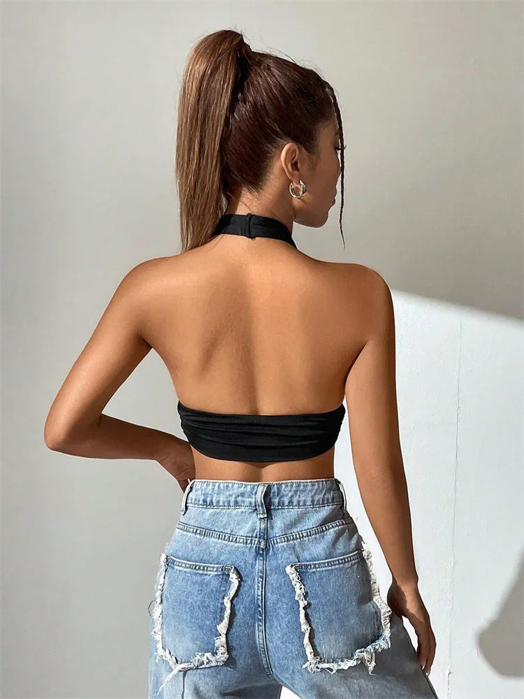 Deep V-neck Strapless Top