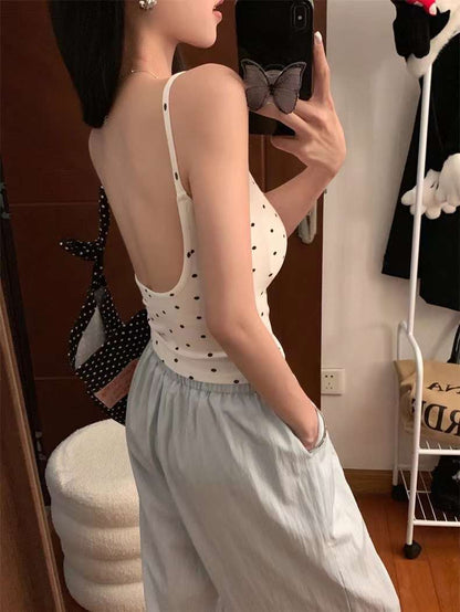 Dots Print With Padded Tank Top