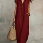 Boho Ruffle V-Neck Sleeveless Linen Maxi Dress with Pockets