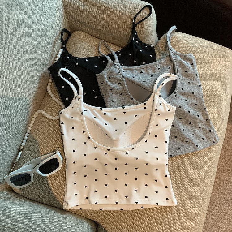 Dots Print With Padded Tank Top