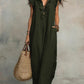 Boho Ruffle V-Neck Sleeveless Linen Maxi Dress with Pockets