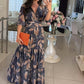 V Neck Floral Maxi Dress