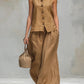 Casual Button-down Vest And Pocket Trousers Set