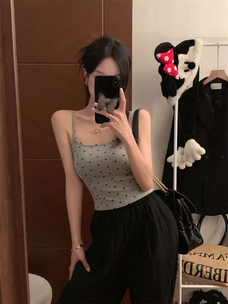 Dots Print With Padded Tank Top