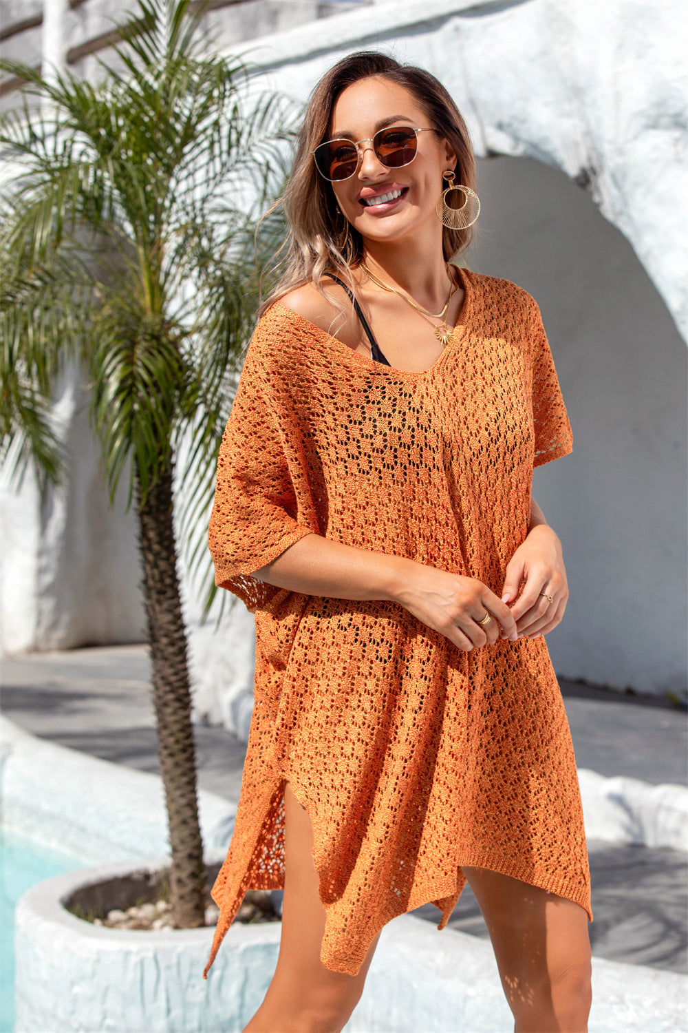 Beach Hollow Out Knitted Cover-up