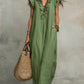 Boho Ruffle V-Neck Sleeveless Linen Maxi Dress with Pockets