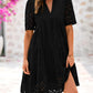 V-neck Hollowed-out Lace Dress