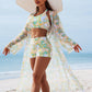 Multi Color Three Pieces Swimsuit