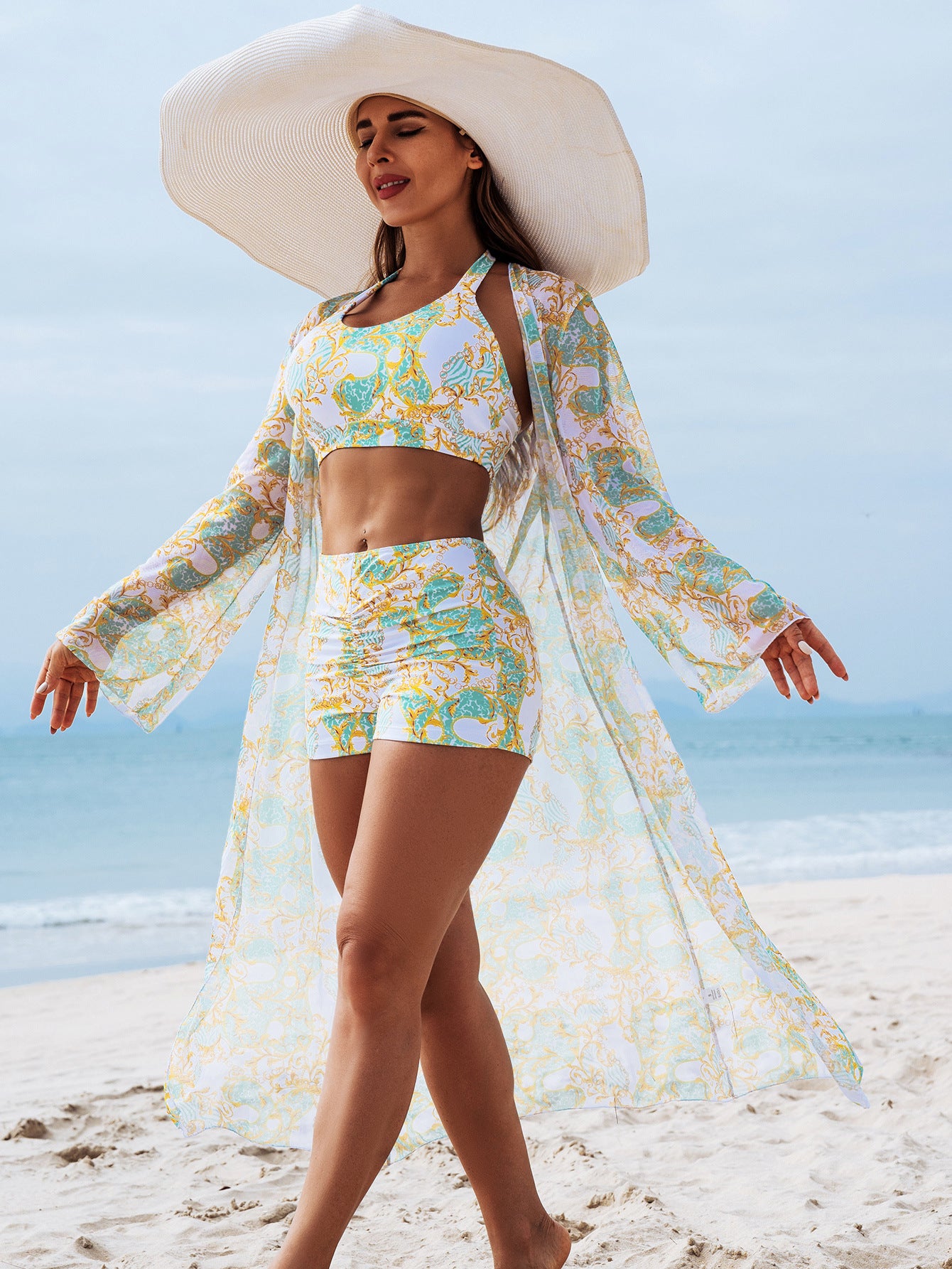 Multi Color Three Pieces Swimsuit