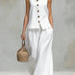 Casual Button-down Vest And Pocket Trousers Set