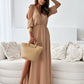 Off-shoulder Sexy Deep V-neck Slit Maxi Dress