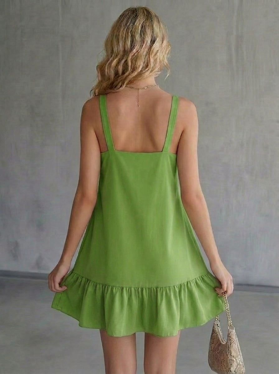 V-neck Ruffled Mini Dress