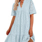 V-neck Hollowed-out Lace Dress