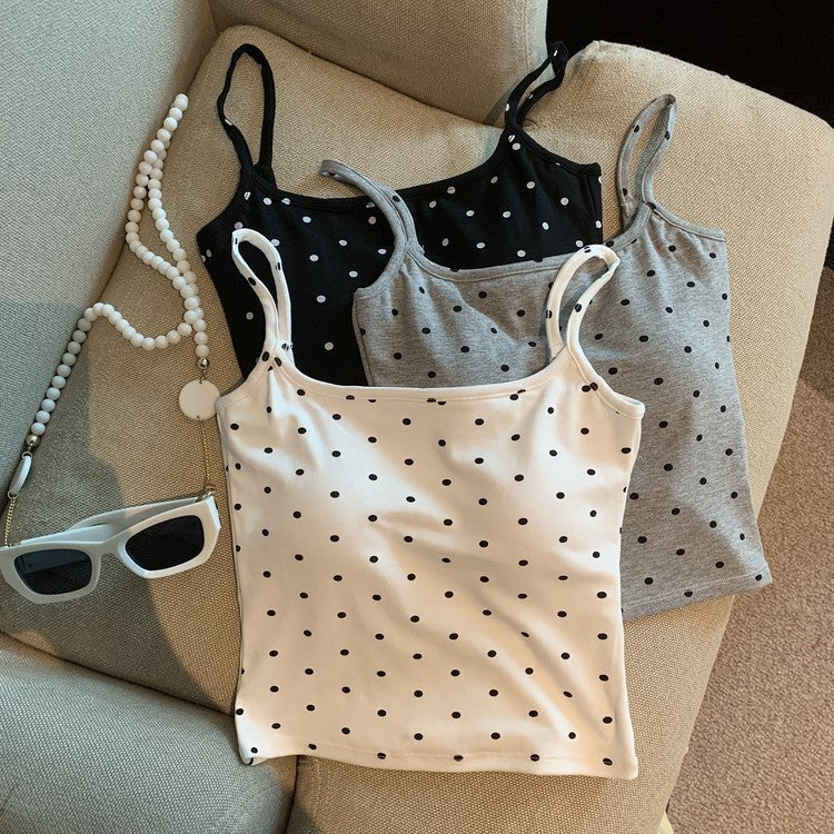 Dots Print With Padded Tank Top