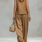 Casual Button-down Vest And Pocket Trousers Set