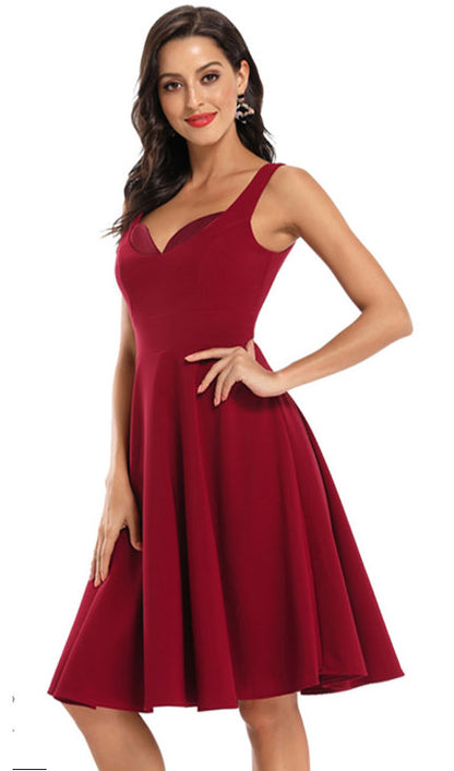 Solid Color Sleeveless Dress