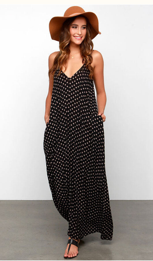 Dots Print Maxi Dress, dress, VIVIMARKS