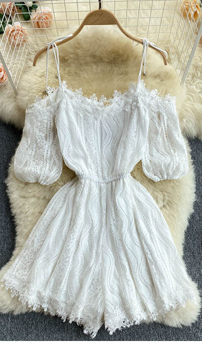 Off The Shoulder Lace Romper