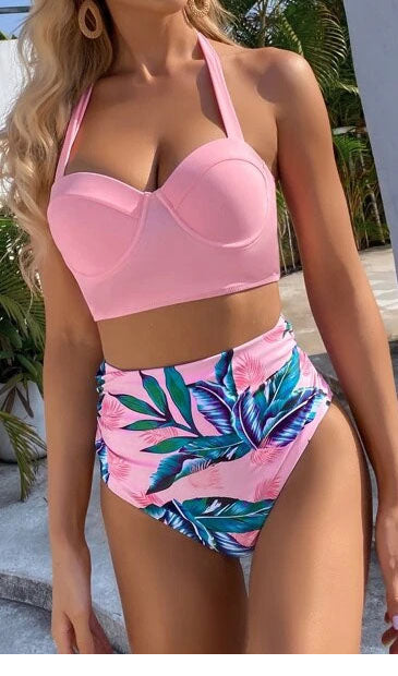 Floral Halter Neck Bikini Set