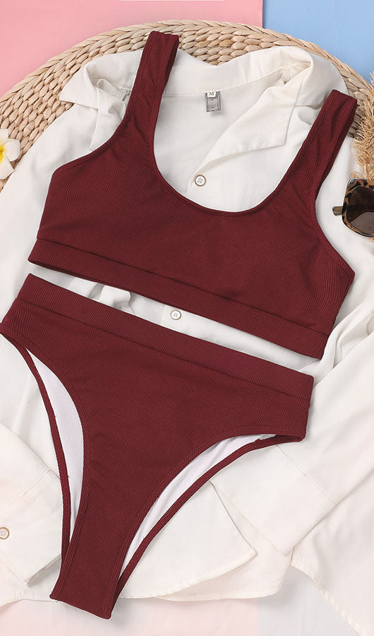 Solid Color Bikini Set