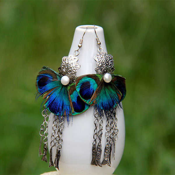 Peacock Feathers Earrings, ACCESSORIES, VIVIMARKS