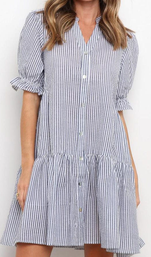 Stripe Short Sleeve Dress