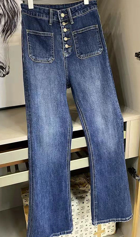 Front Buttons High Waist Jeans