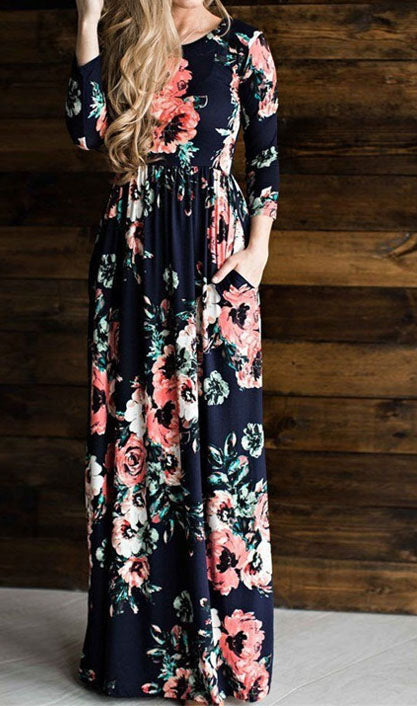 Floral Long Sleeve Maxi Dress