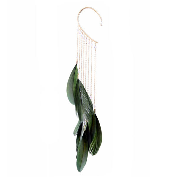 Green Feather Earrings, ACCESSORIES, VIVIMARKS
