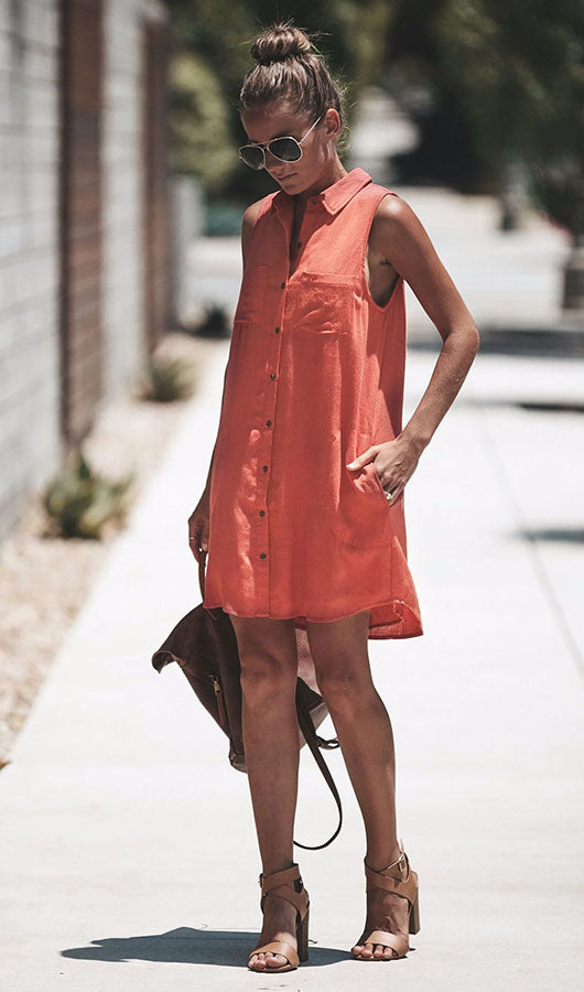 Sleeveless Front Buttons Blouse