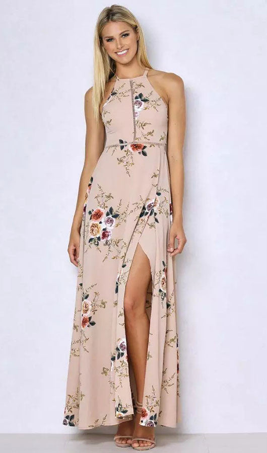 Floral  Open Back Maxi Dress, dress, VIVIMARKS