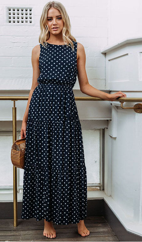 Dots Print Maxi Dress, dress, VIVIMARKS