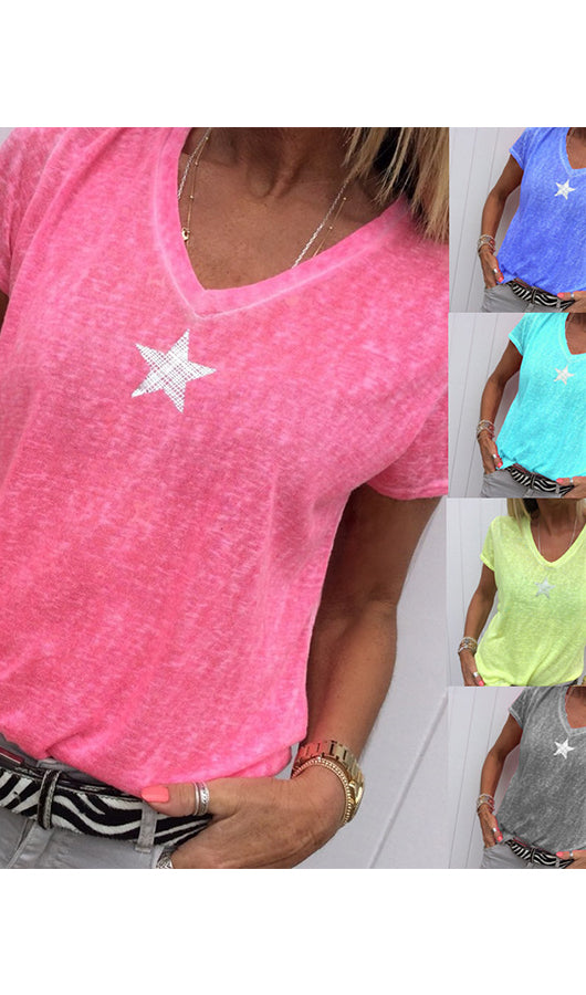 Stars V Neck Top