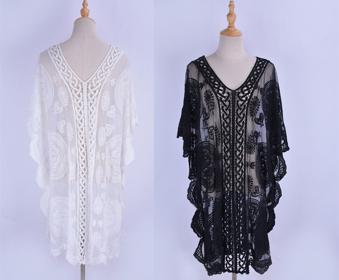 V Neck Lace Cover Up