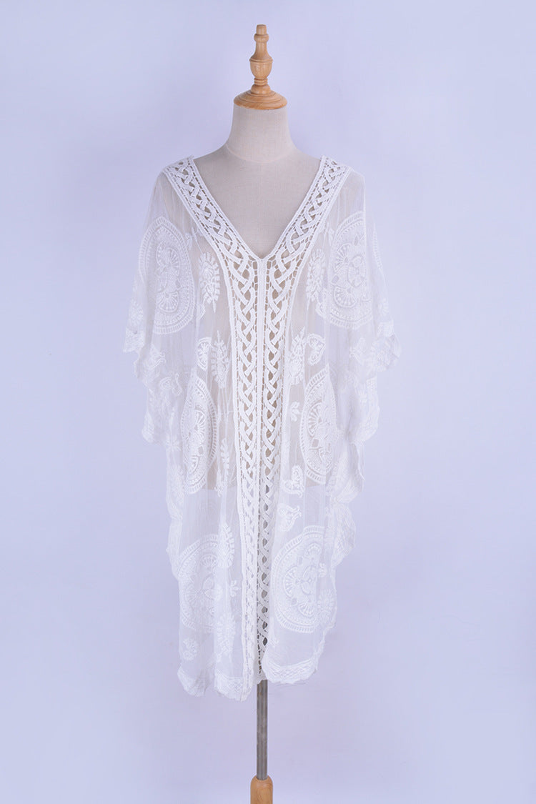 V Neck Lace Cover Up