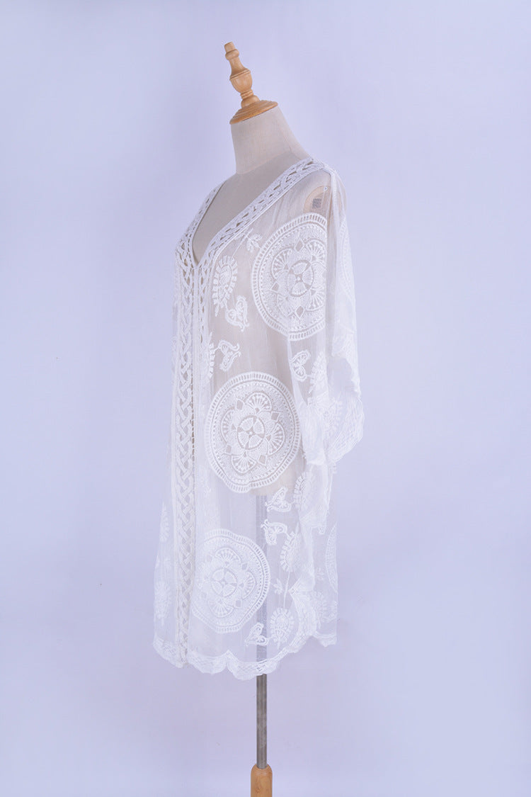 V Neck Lace Cover Up
