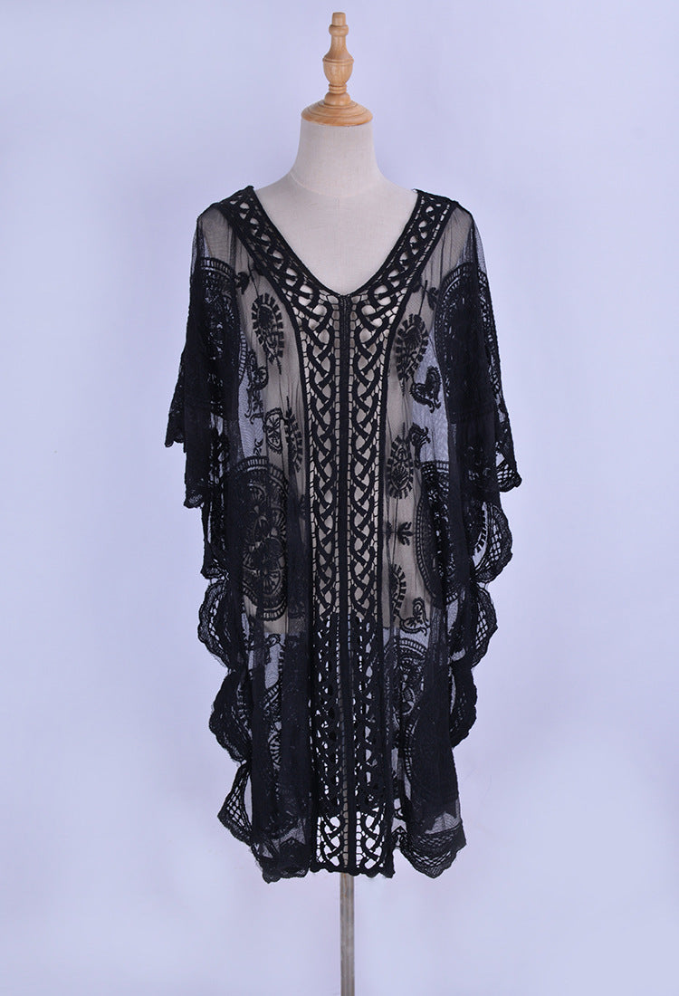 V Neck Lace Cover Up