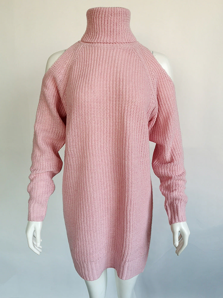 High neck strapless sweater dress