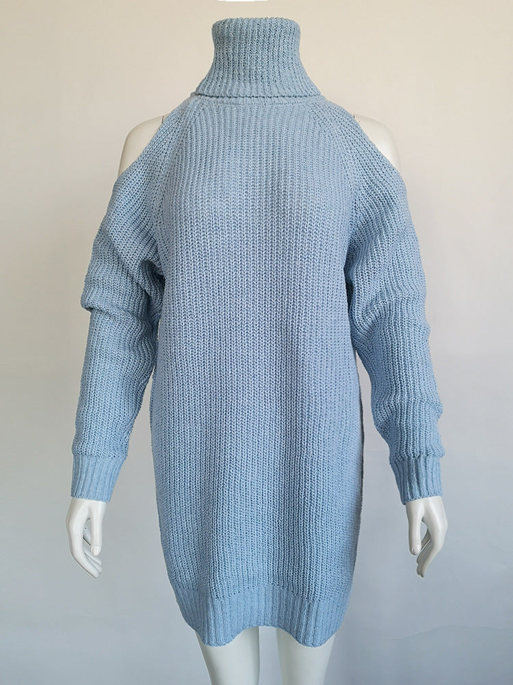 High neck strapless sweater dress
