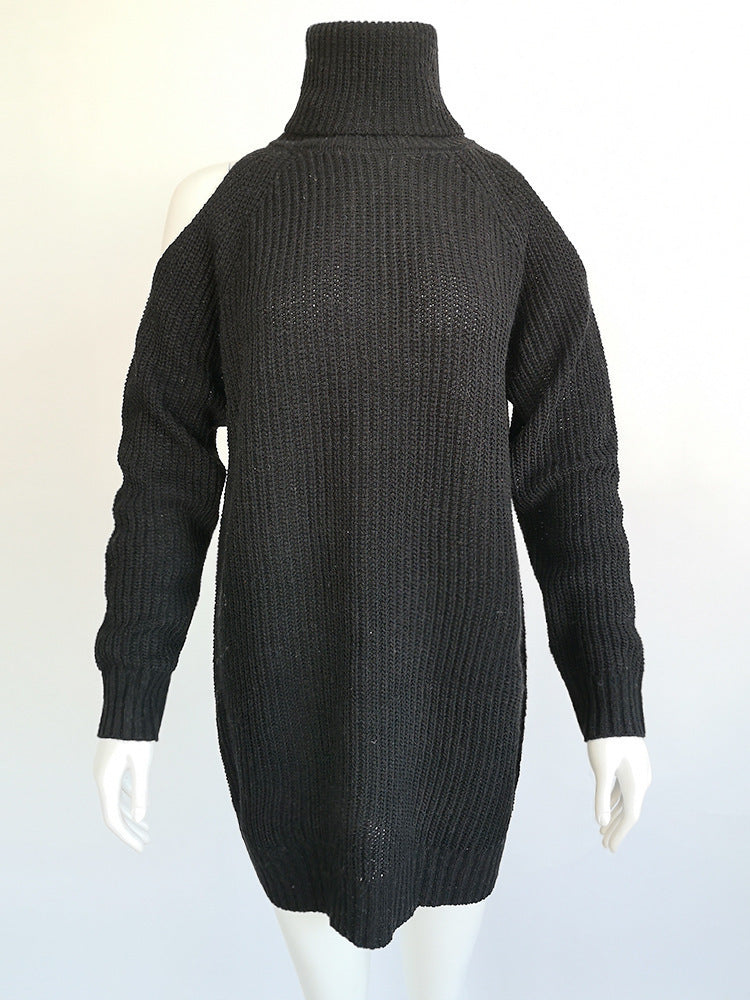 High neck strapless sweater dress