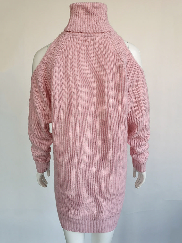 High neck strapless sweater dress