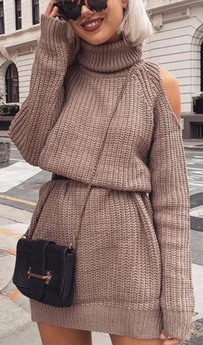 High neck strapless sweater dress