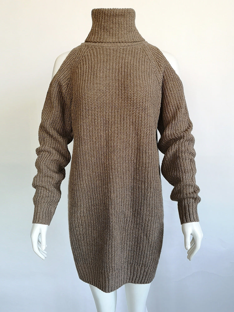High neck strapless sweater dress